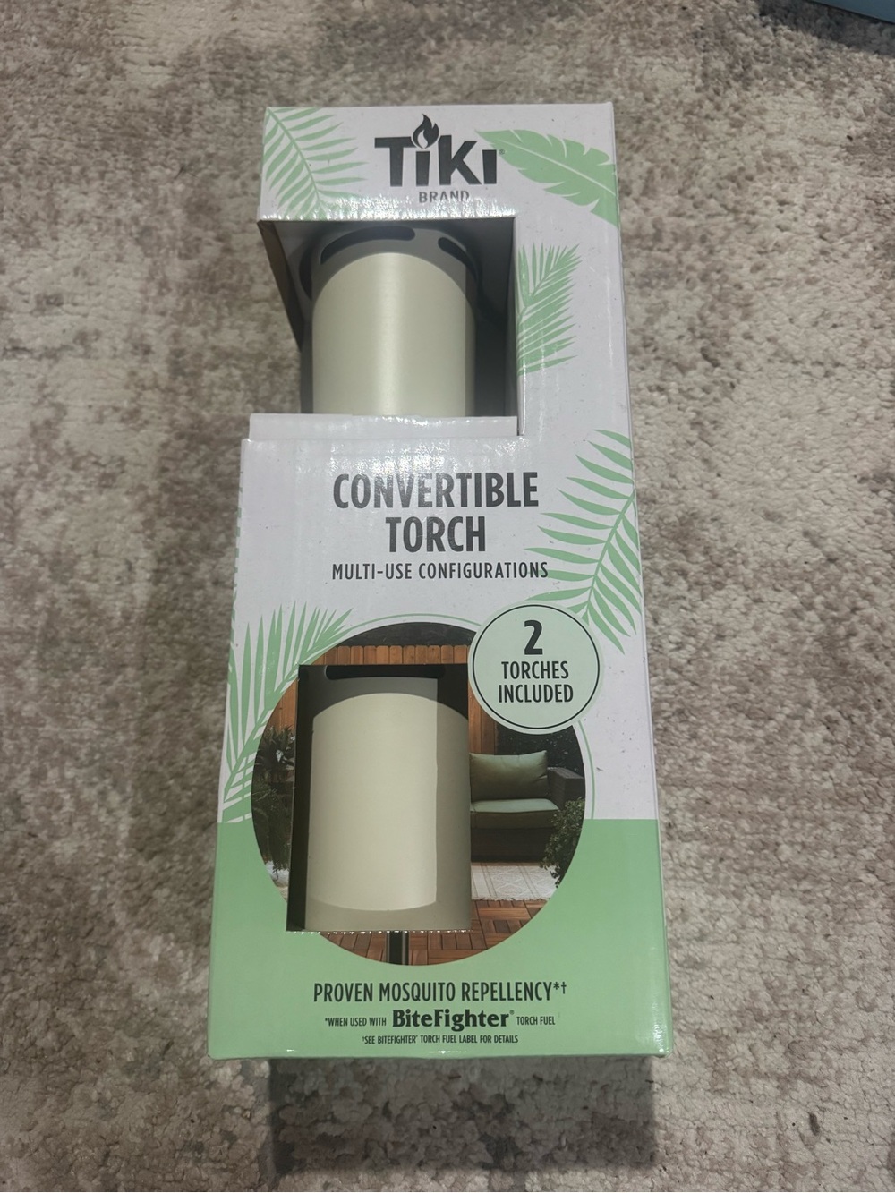 Tiki Torch Convertible - Cream Outdoor Mosquito Repellent (2 Pack)